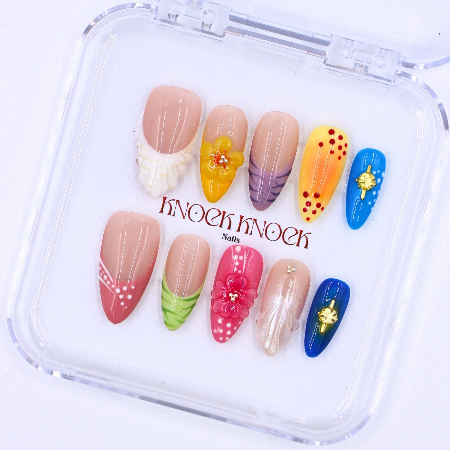 Colorful Flowers 3D Nails