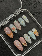 Beach and Shells 3D Nails