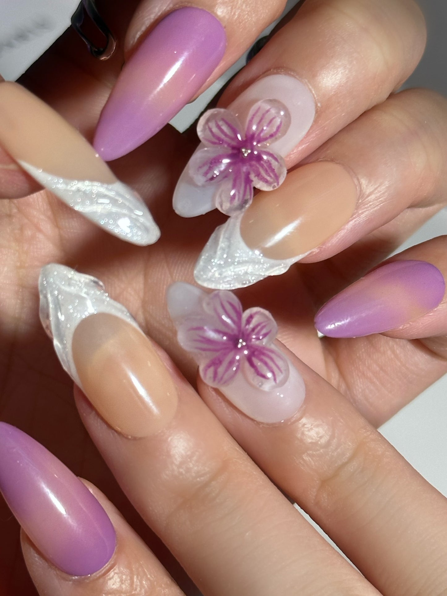 FRENCH LAVENDER 3D NAILS