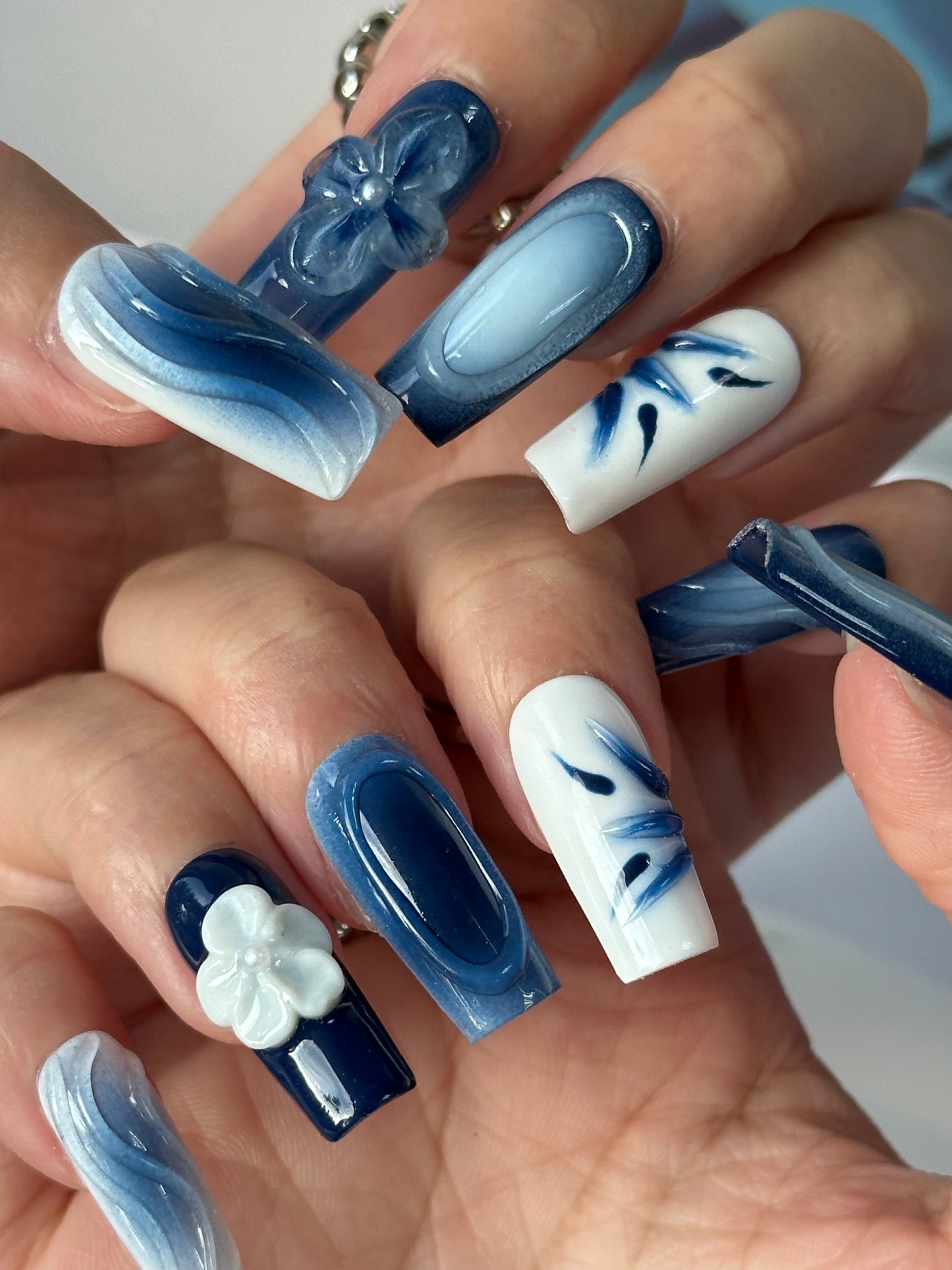 Blue And White Porcelain 3D NAILS