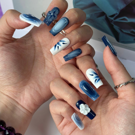 Blue And White Porcelain 3D NAILS