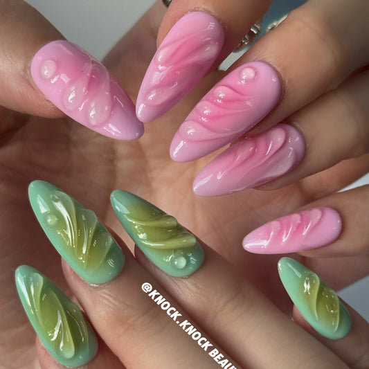 PINK & GREEN 3D NAILS