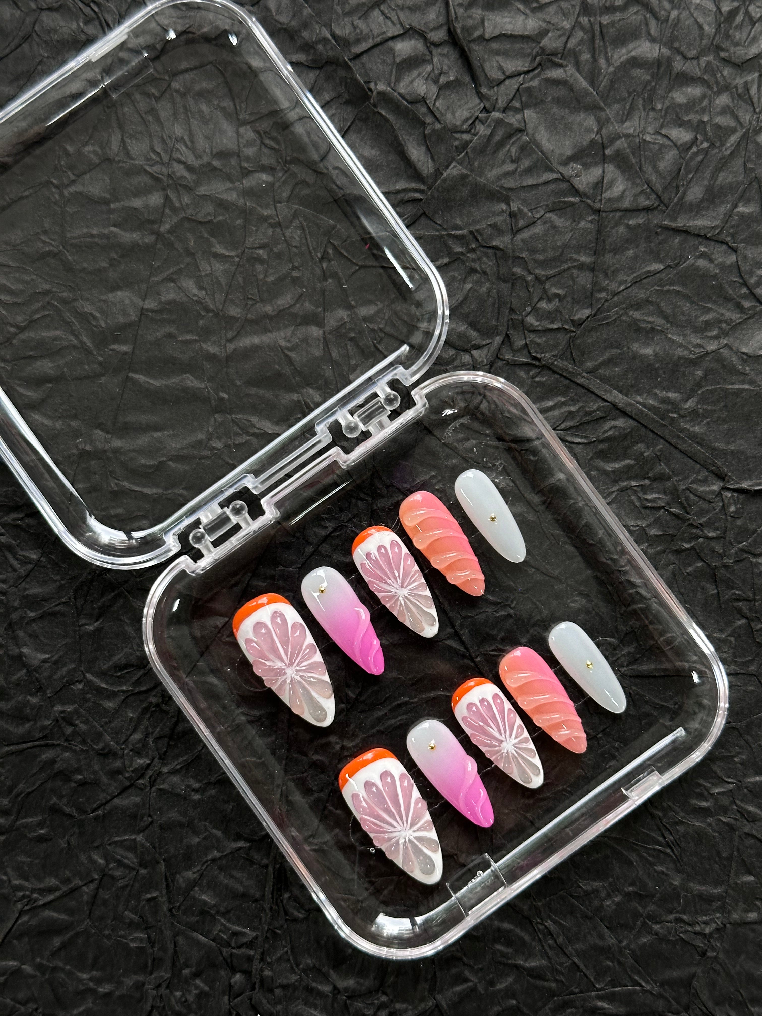 Grapefruit Platter 3D Nails
