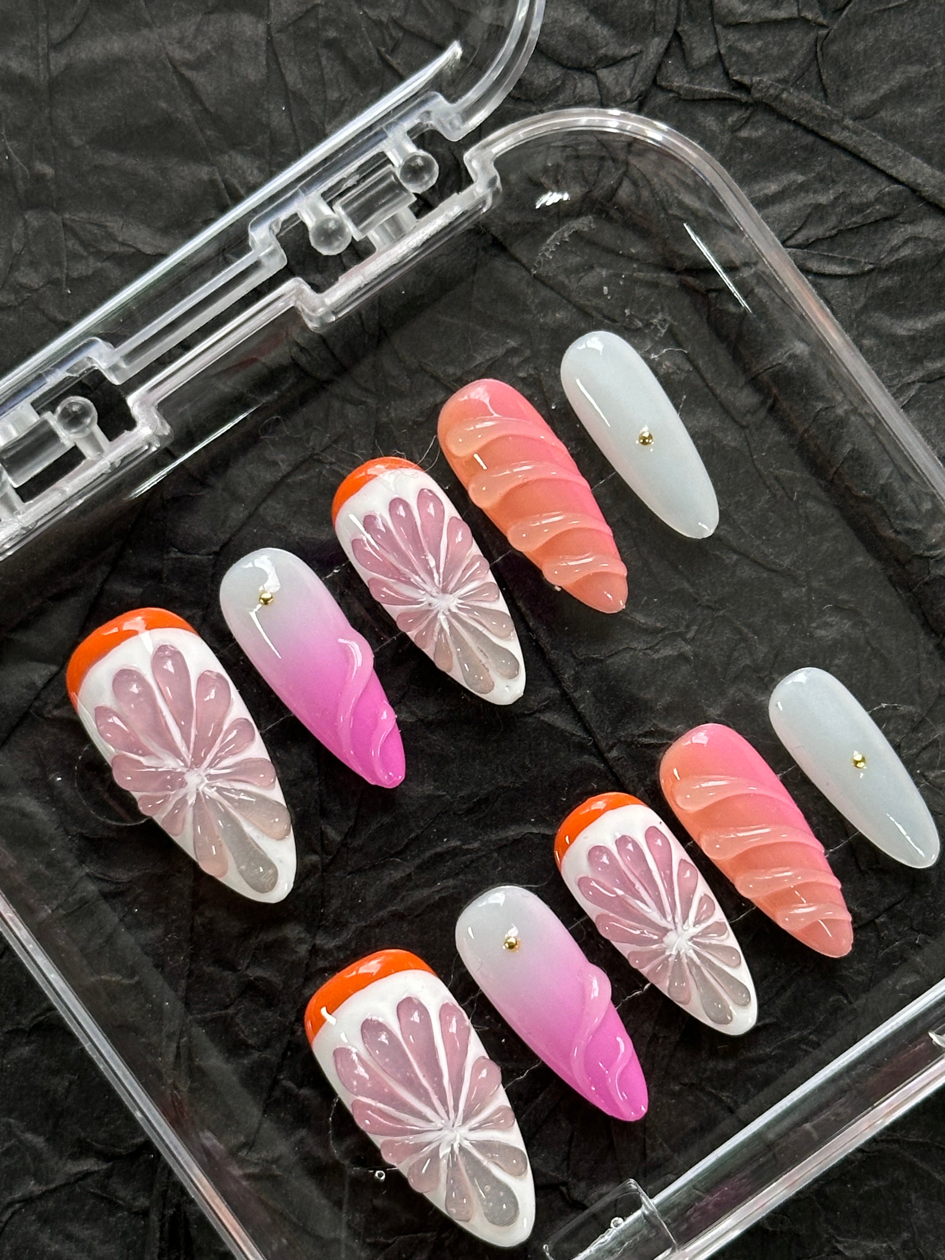 Grapefruit Platter 3D Nails