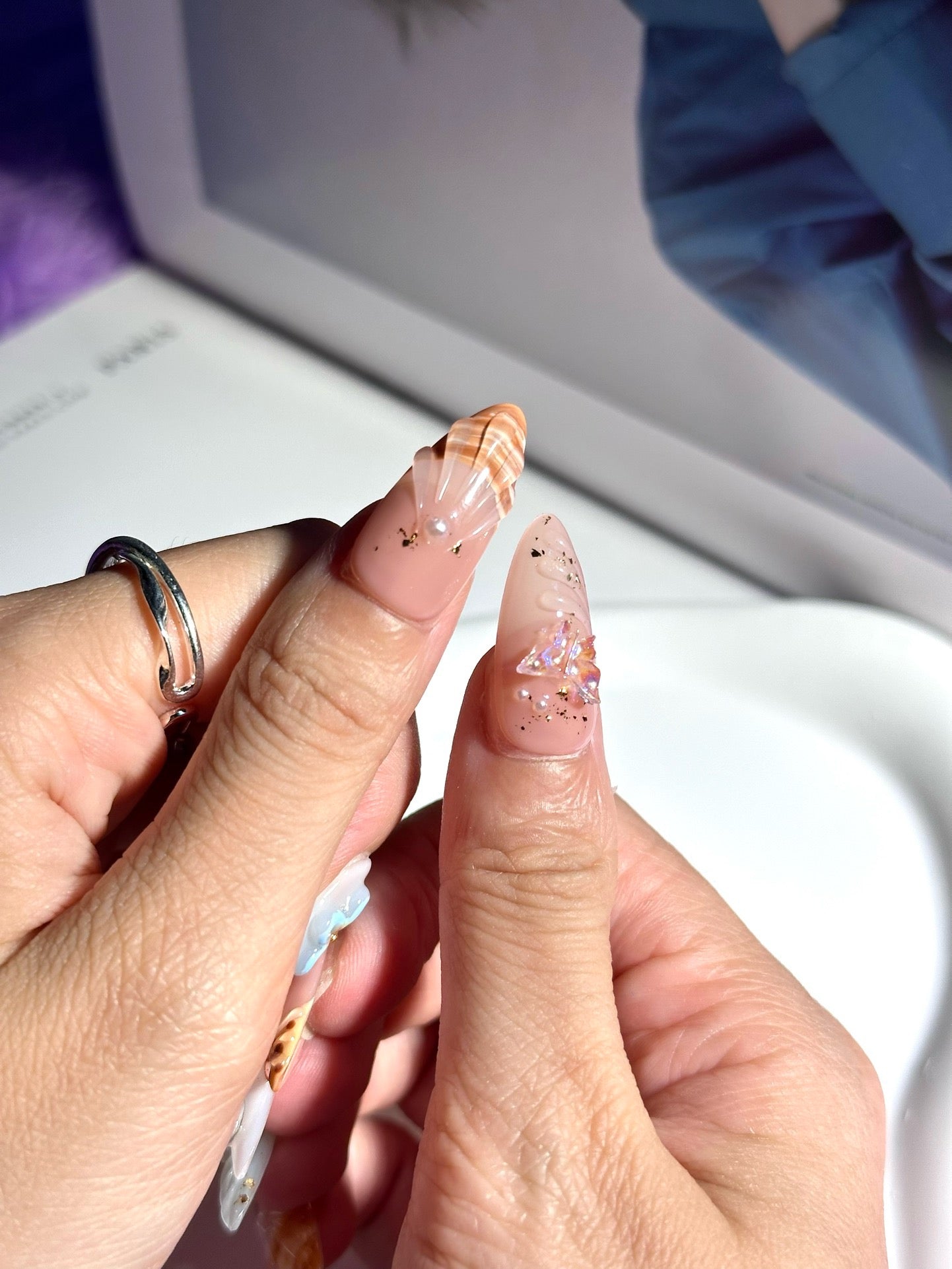 Beach and Shells 3D Nails