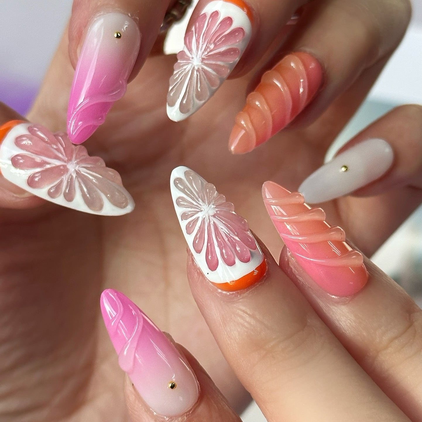 GRAPERFRUIT PLATTER 3D NAILS