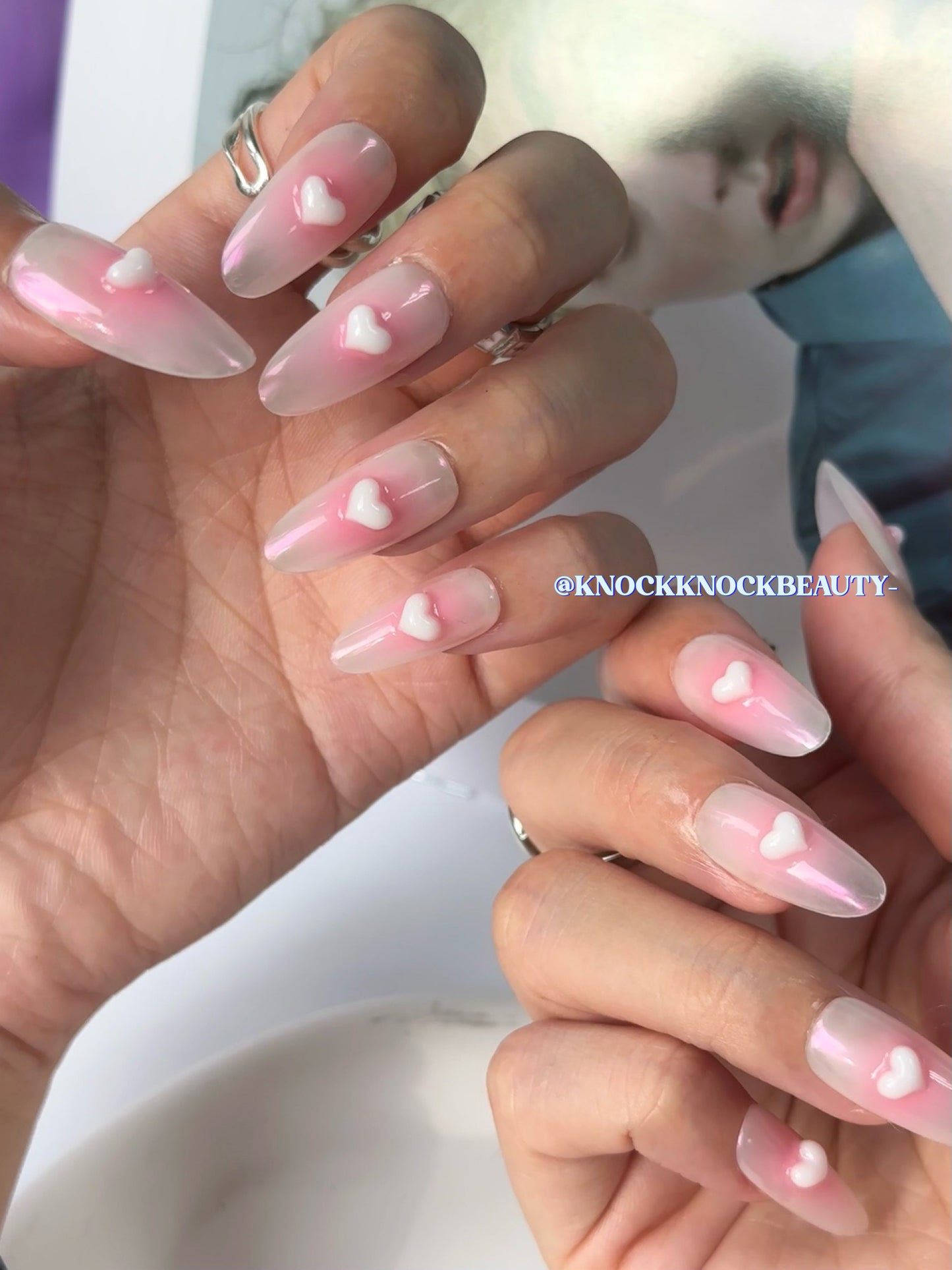 PINK HEART HANDMADE PRESS-ON NAILS