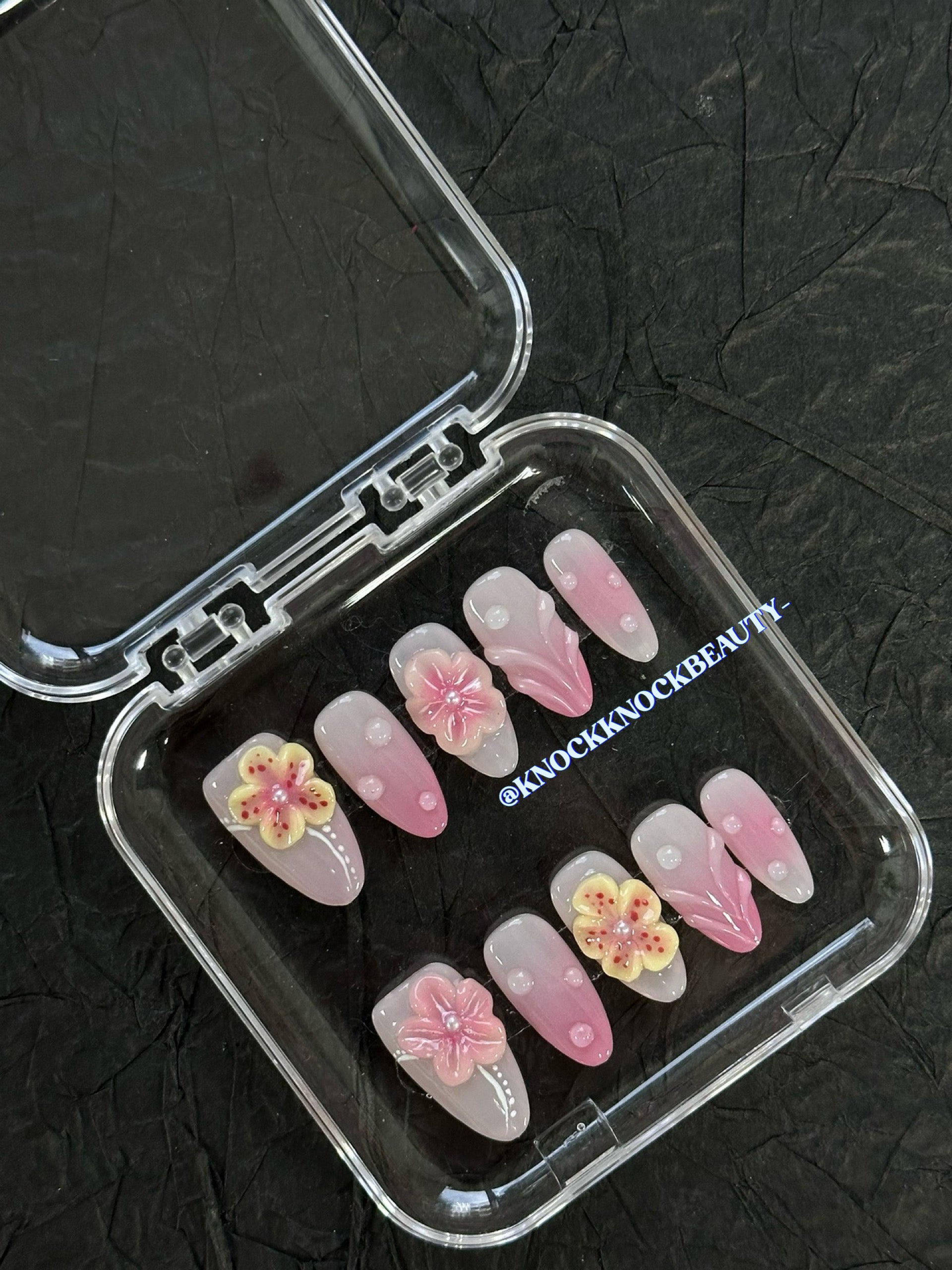 Rose Pink Shade 3D Handmade Press-On Nails