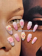 Rose Pink Shade 3D Handmade Press-On Nails
