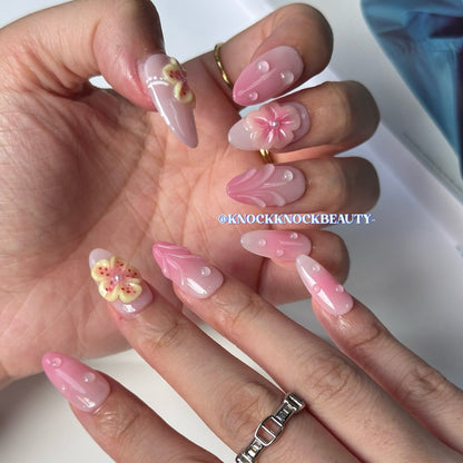 ROSE PINK SHADE 3D HANDMADE PRESS-ON NAILS