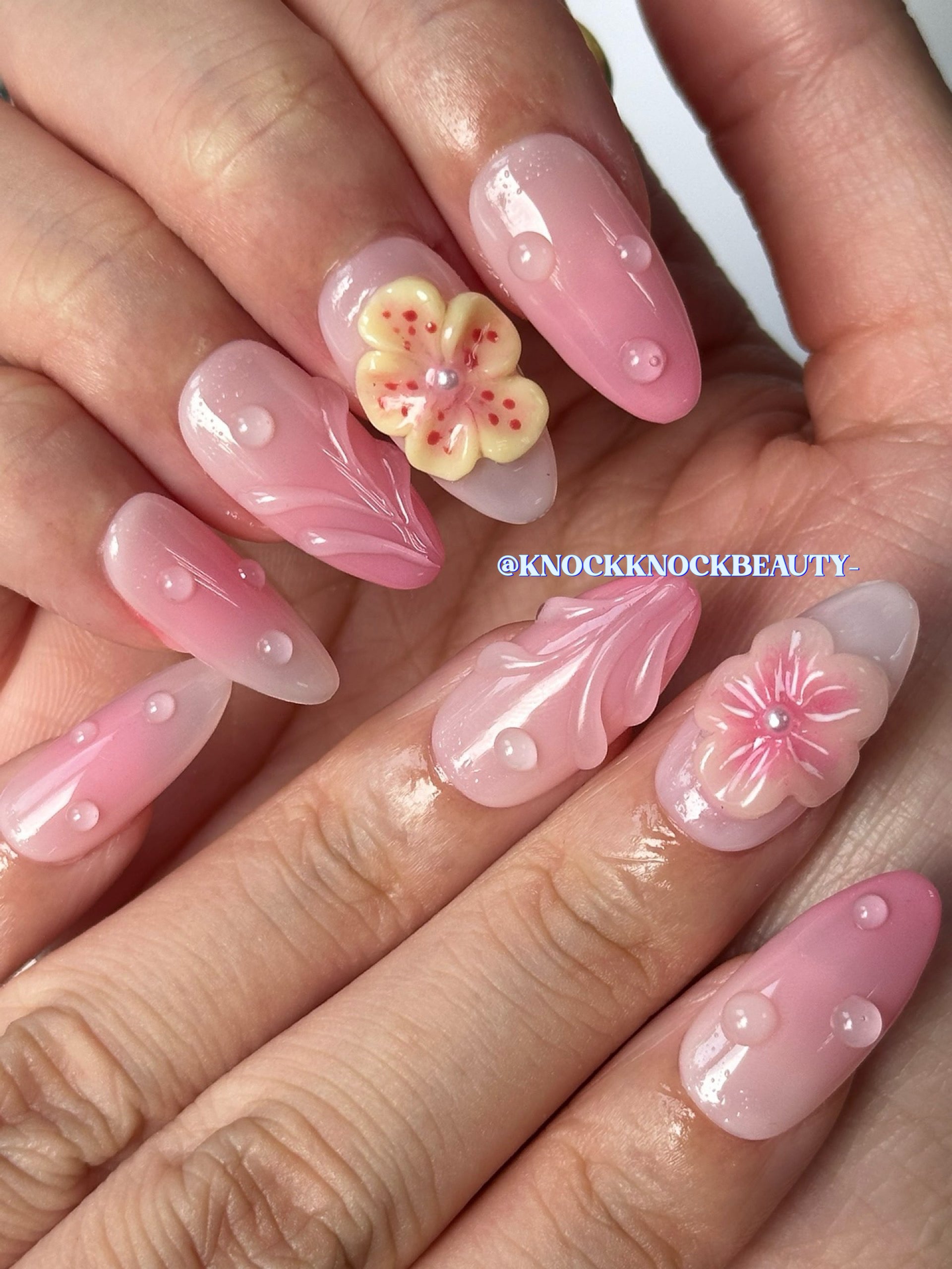 Rose Pink Shade 3D Handmade Press-On Nails