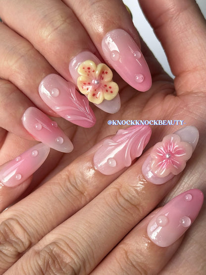 ROSE PINK SHADE 3D HANDMADE PRESS-ON NAILS