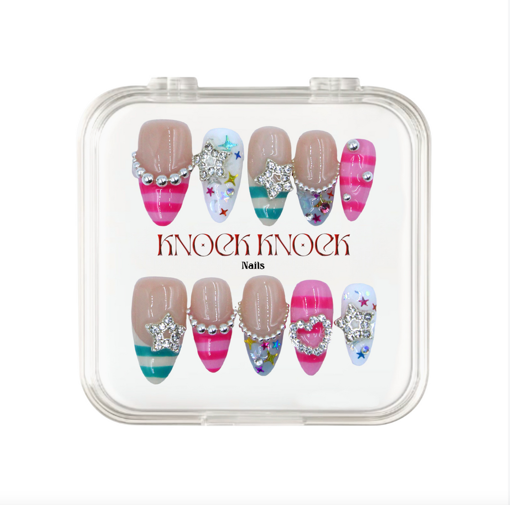 Party Night uñas press-on K-pop vista frontal