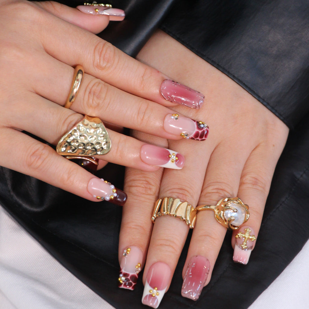 Rose Dusk uñas press-on detalle 3