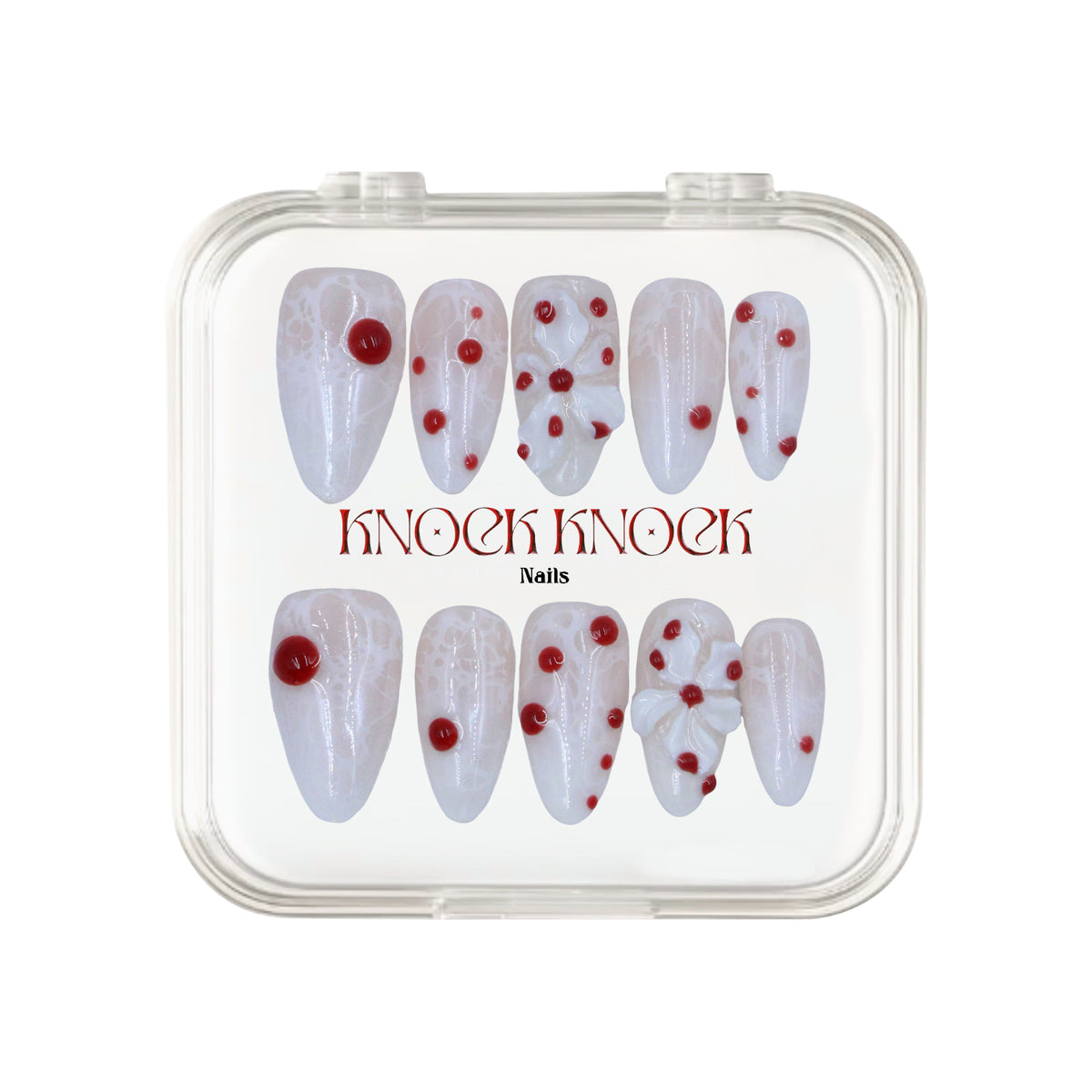 Crimson Ribbon uñas press-on vista principal